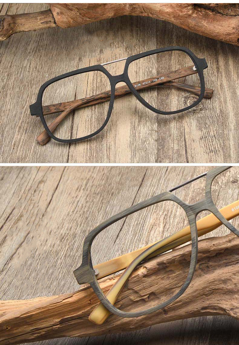 Hdcrafter Unisex Full Rim Square Oversized Wood Eyeglasses Ps8210 — view 2 | Hdcrafter Eyeglasses at FuzWeb