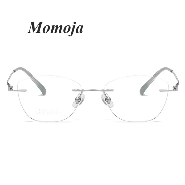 Momoja Women's Rimless Square Cat Eye Titanium Eyeglasses 60204