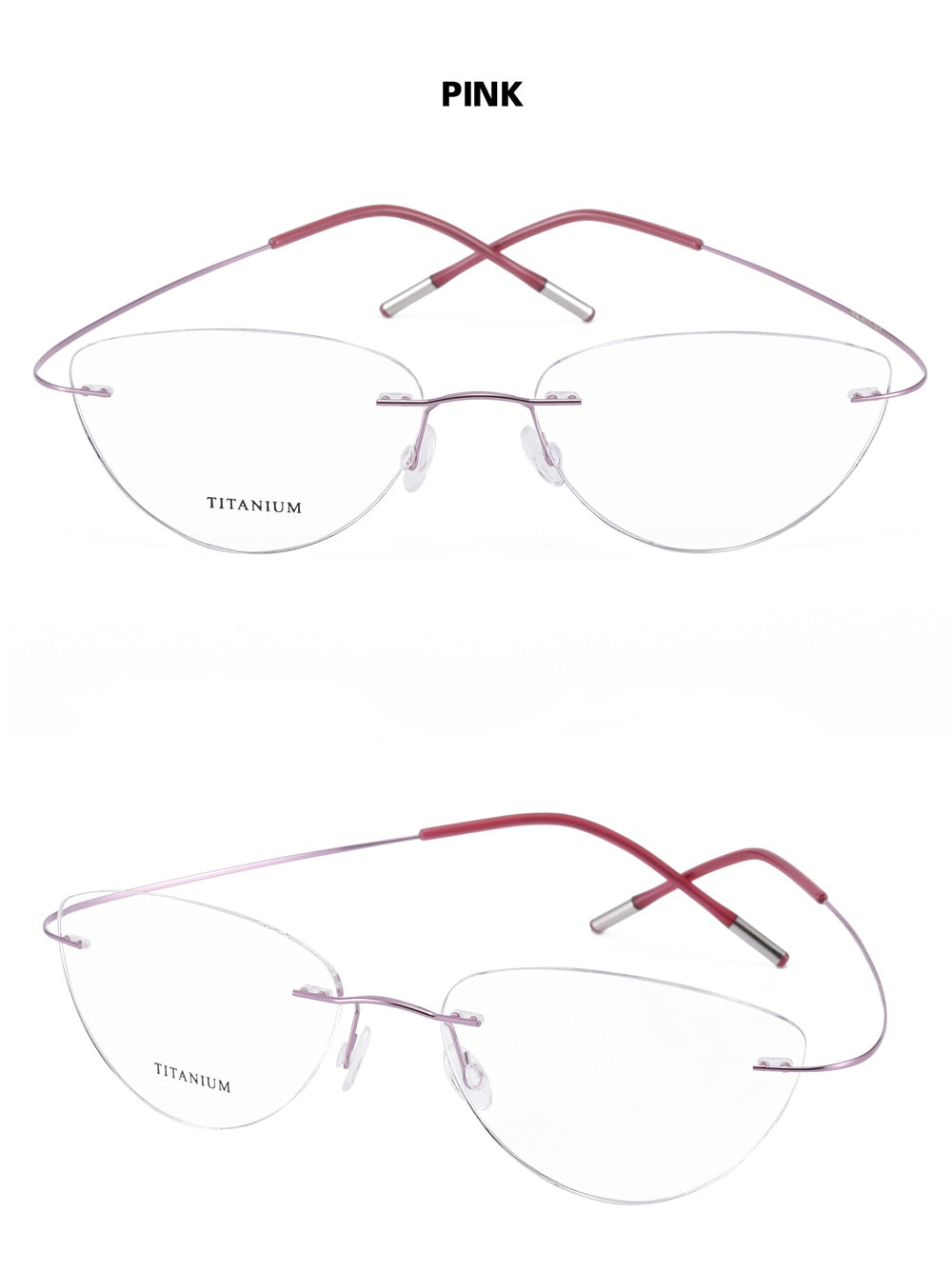 Chashma Ottica Unisex Rimless Cat Eye Titanium Eyeglasses 720003 FuzWeb