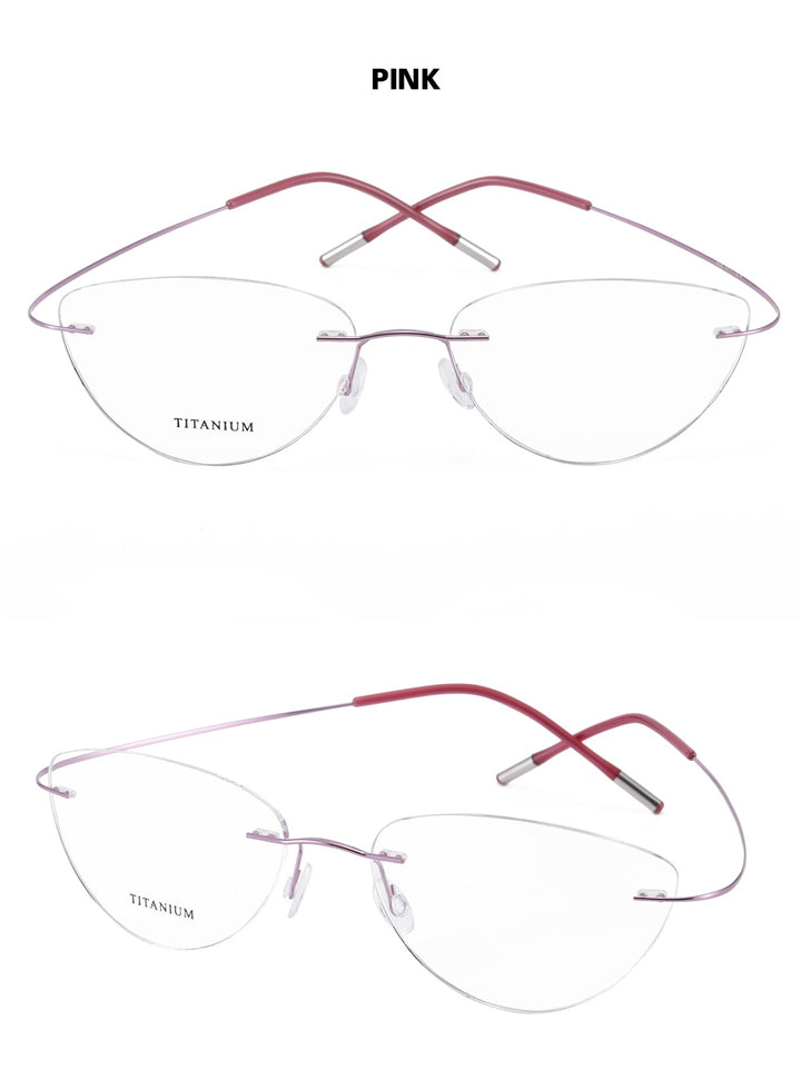Chashma Ottica Unisex Rimless Cat Eye Titanium Eyeglasses 720003 FuzWeb
