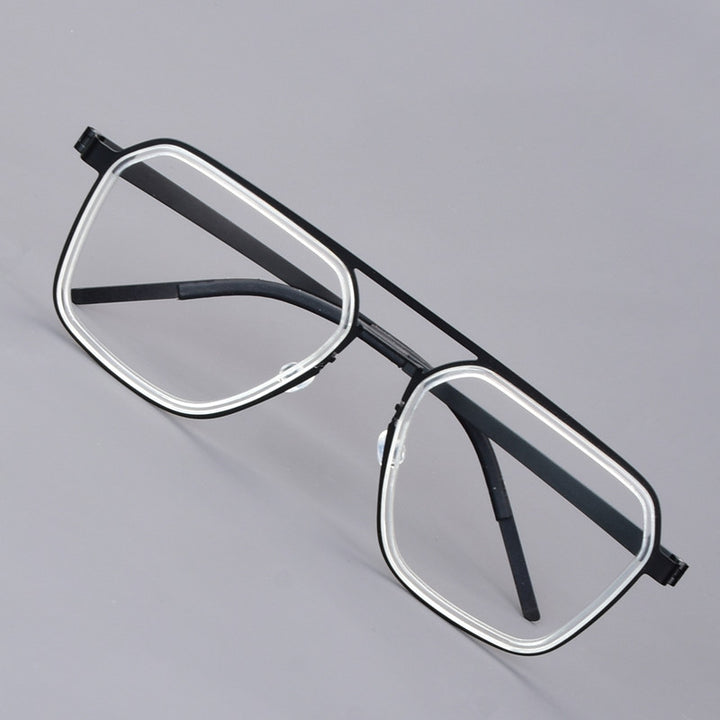 Aimee Unisex Full Rim Square Double Bridge Titanium Acetate Eyeglasses 19753.