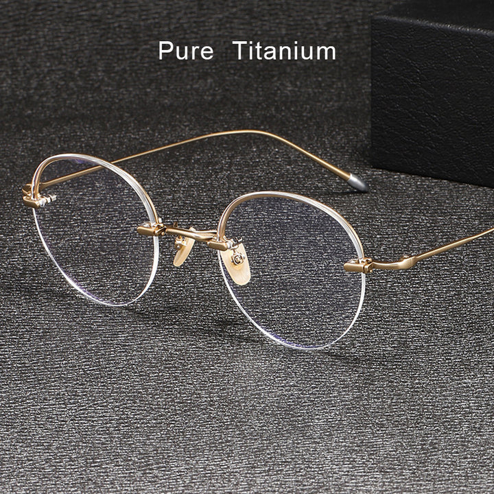 Krasivyy Mens Semi Rim Round Titanium Eyeglasses K5921 — view 1 | Krasivyy at FuzWeb