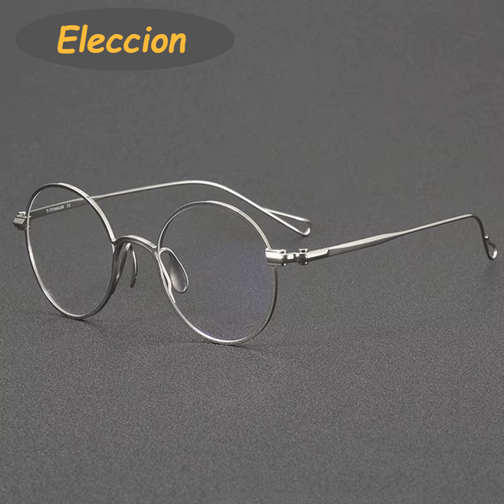 Eleccion Unisex Full Rim Round Titanium Eyeglasses 942152 Full Rim Eleccion Silver