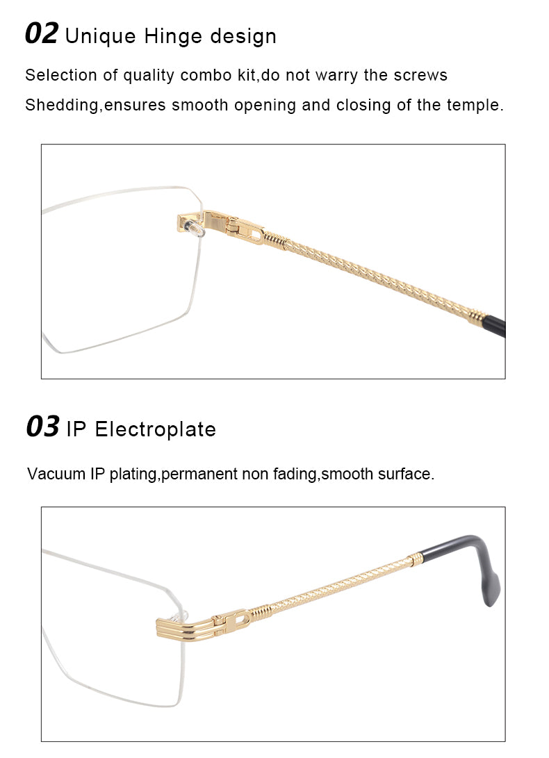 Krasivyy Unisex Rimless Flat Top Polygon Titanium Eyeglasses 650032.
