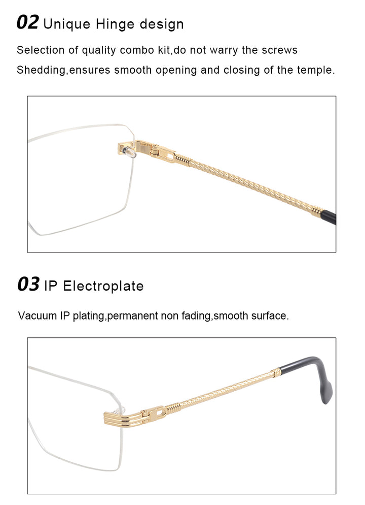 Krasivyy Unisex Rimless Flat Top Polygon Titanium Eyeglasses 650032.