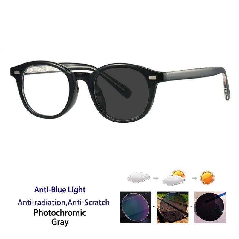 Kocolior Unisex Full Rim Round Tr 90 Photochromic Reading Glasses 28017.