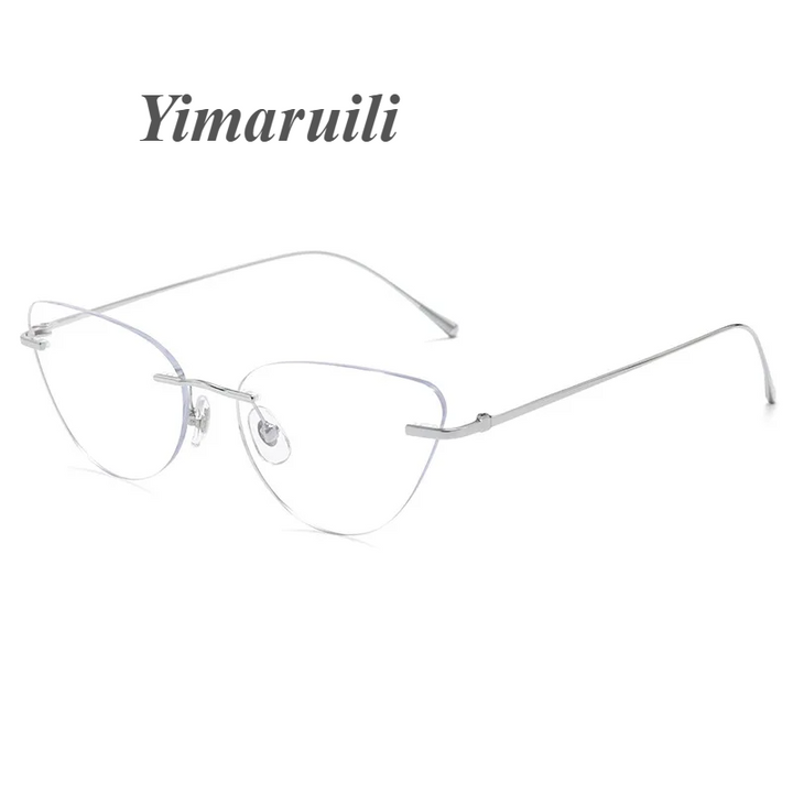 Yimaruili Women's Cat Eye Rimless Cat Eye Titanium Eyeglasses 30944