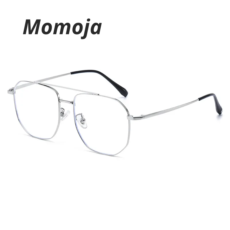 Momoja Unisex Full Rim Big Square Double Bridge Titanium Eyeglasses 725588