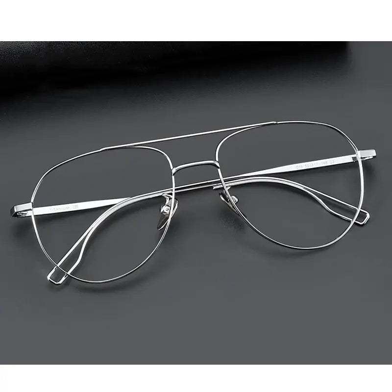 Hdcrafter Men's Full Rim Oval Double Bridge Titanium Frames 106779 FuzWeb