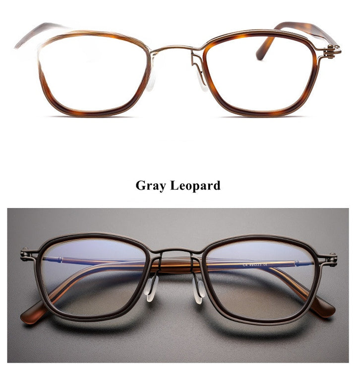 Chashma Ottica Unisex Full Rim Square Acetate Titanium Eyeglasses 795861 FuzWeb