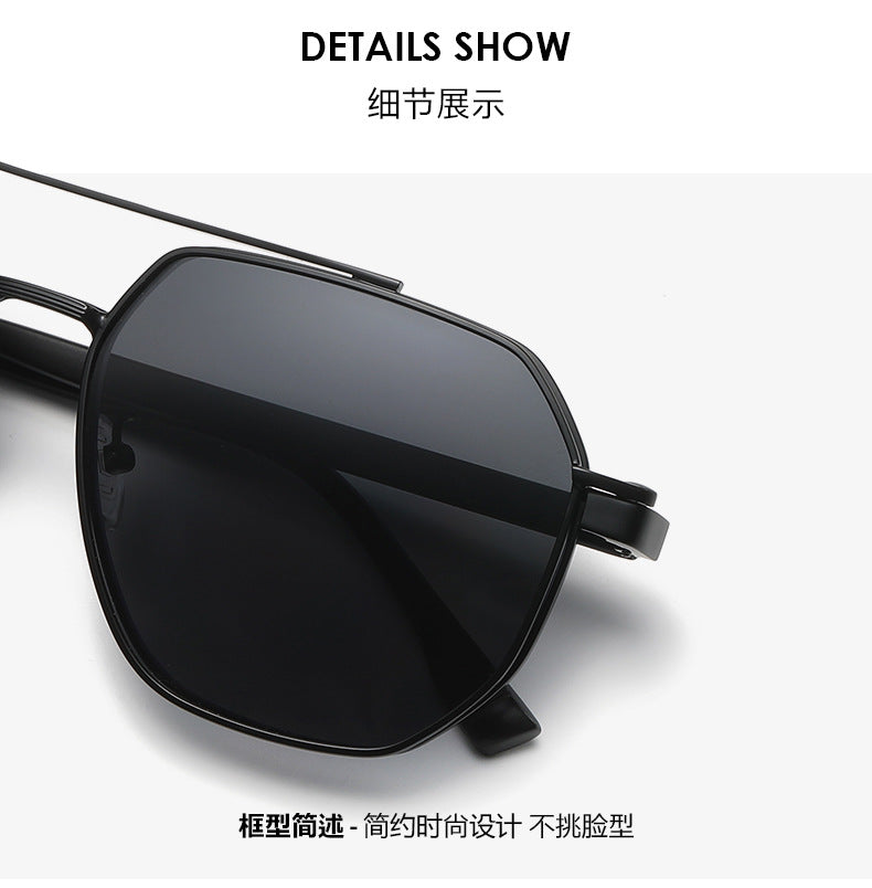 Zirosat Mens Full Rim Square Double Bridge Titanium Eyeglasses Clip On Sunglasses 8602 — view 1 | Zirosat at FuzWeb