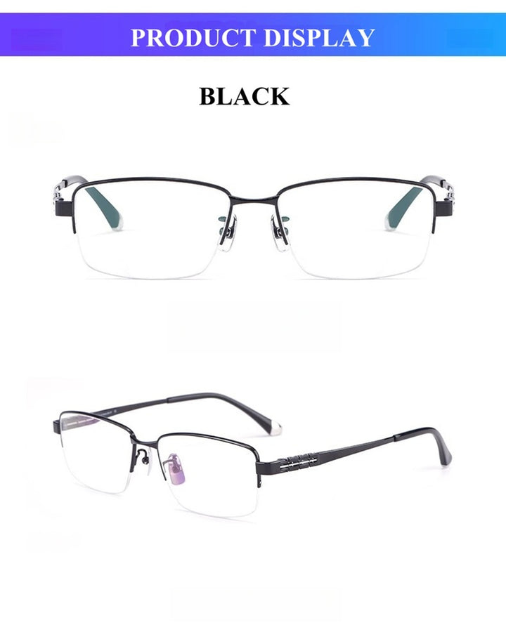 Chashma Ochki Unisex Semi Rim Square Titanium Eyeglasses 880038.