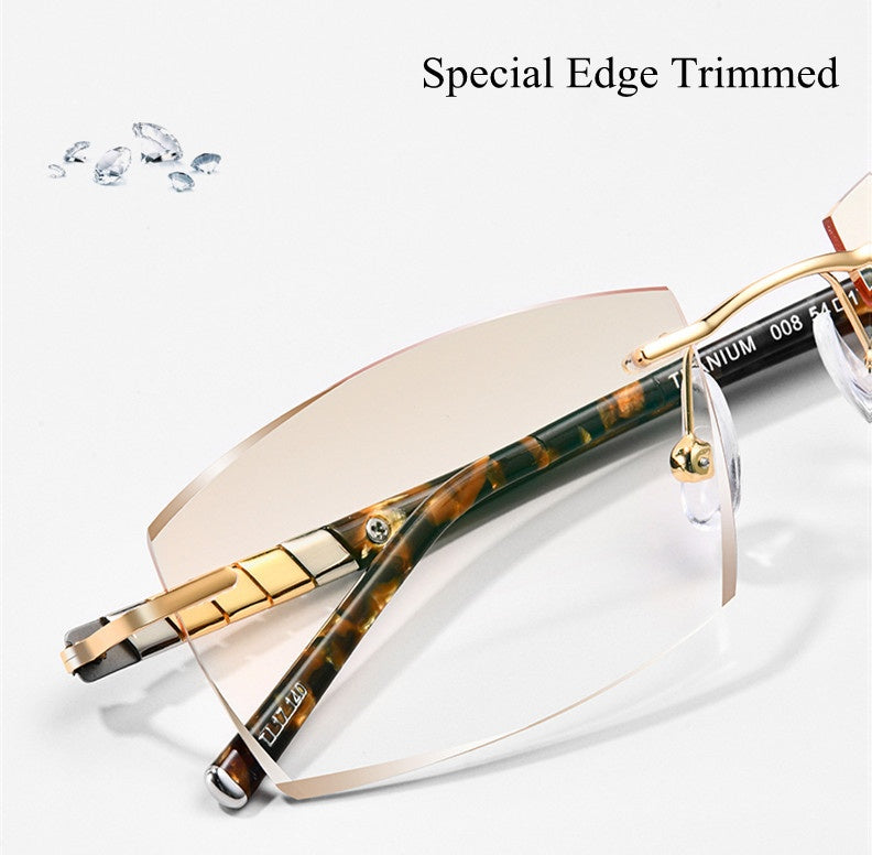 Chashma Ottica Mens Rimless Square Titanium Acetate Eyeglasses 76008 — view 1 | Chashma Ottica at FuzWeb