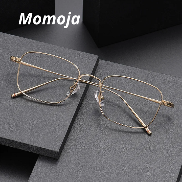 Momoja Unisex Full Rim Big Polygon Square Titanium Eyeglasses 27268