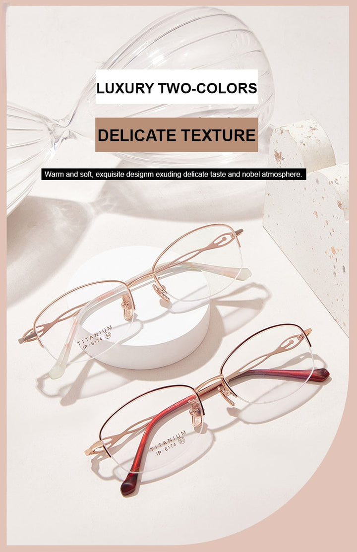 Chashma Ochki Womens Semi Rim Small Oval Titanium Eyeglasses 6174 — view 4 | Chashma Ochki at FuzWeb
