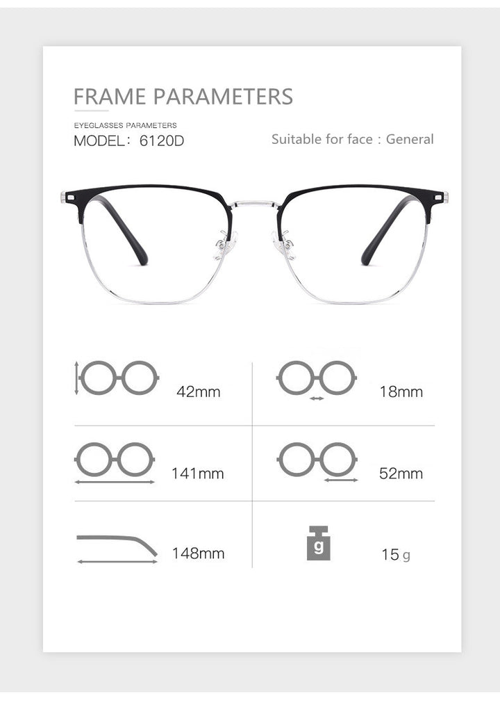 Kocolior Unisex Full Rim Square Titanium Alloy Hyperopic Reading Glasses 6120 — view 2 | Kocolior at FuzWeb