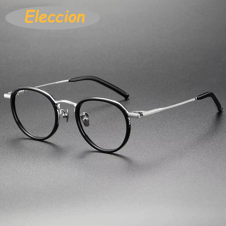 Eleccion Unisex Full Rim Round Titanium Acetate Eyeglasses 94243