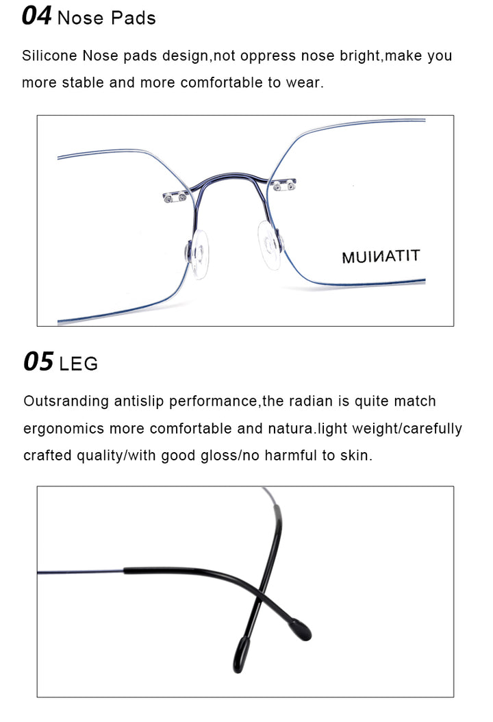 Krasivyy Unisex Rimless Hexagon Titanium Eyeglasses 36018.