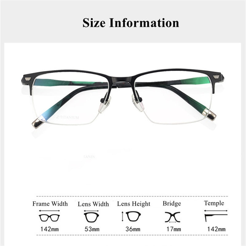 Chashma Ottica Mens Semi Rim Square Titanium Eyeglasses 27009 — view 2 | Chashma Ottica at FuzWeb