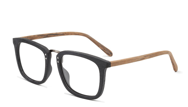 Hdcrafter Mens Full Rim Square Wood Alloy Eyeglasses Ps7055 — view 5 | Hdcrafter Eyeglasses at FuzWeb