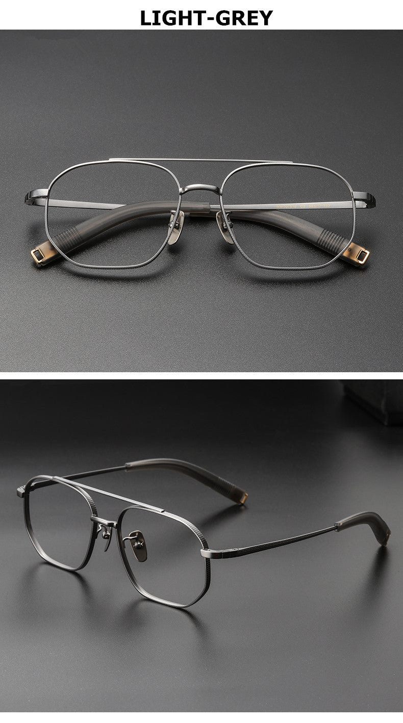 Aimee Unisex Full Rim Big Square Double Bridge Titanium Eyeglasses 5816.