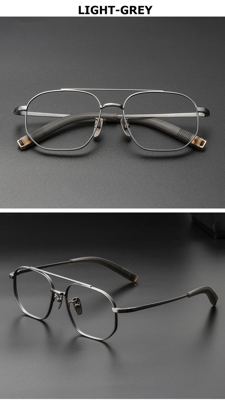 Aimee Unisex Full Rim Big Square Double Bridge Titanium Eyeglasses 5816.