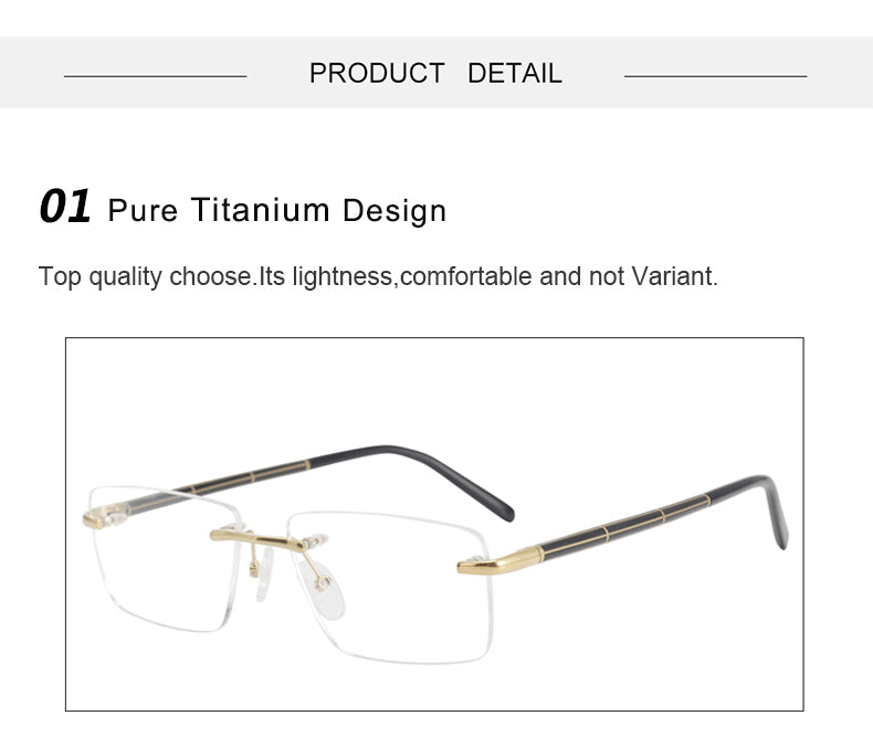 Krasivyy Unisex Rimless Polygon Square Titanium Eyeglasses 716059 — view 2 | Krasivyy at FuzWeb