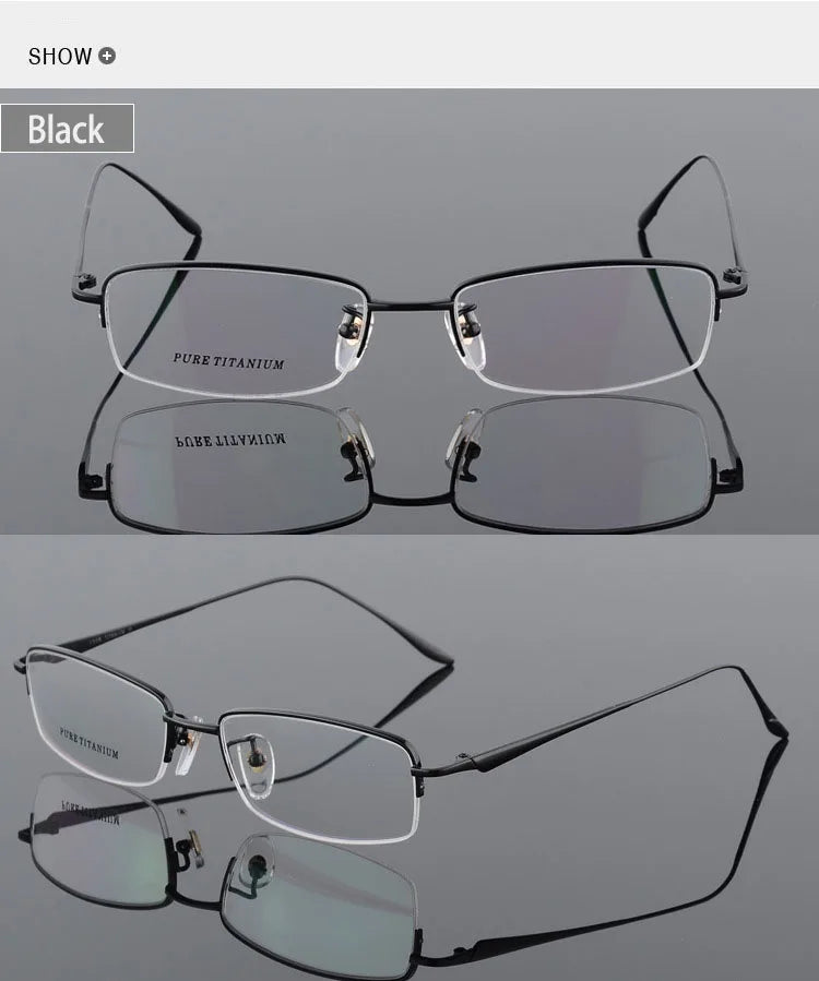 Unisex Titanium Half Rim Eyeglasses Round Box Frame 8272 — view 10 | Bclear at FuzWeb