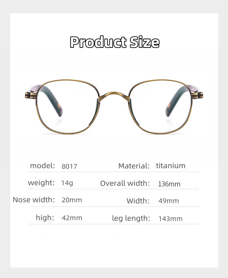 Kocolior Unisex Full Rim Round Titanium Hyperopic Reading Glasses 8017.