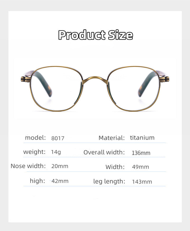 Kocolior Unisex Full Rim Round Titanium Hyperopic Reading Glasses 8017.