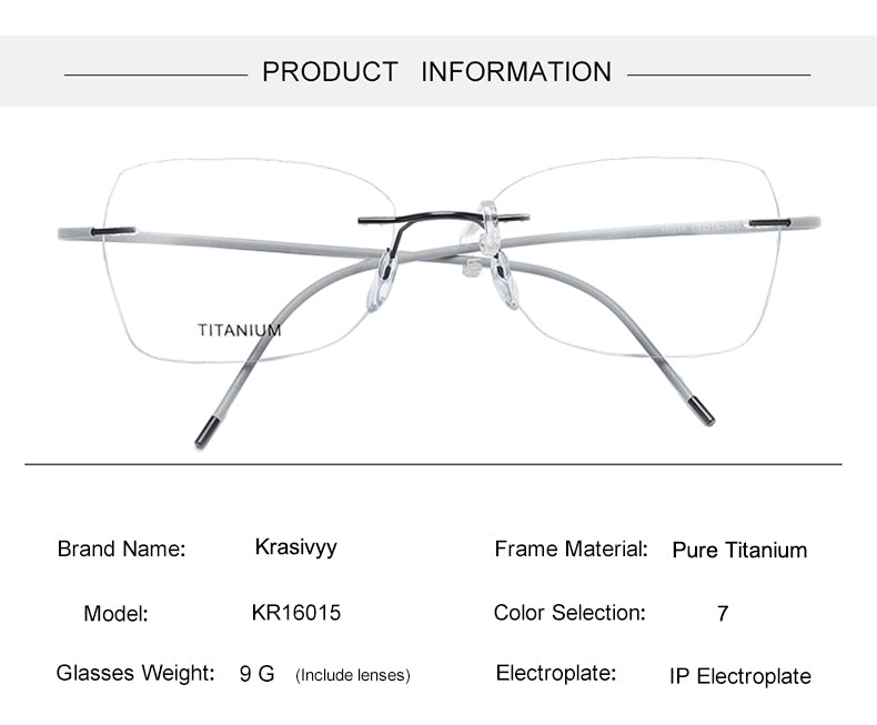 Krasivyy Unisex Rimless Oval Titanium Eyeglasses 1615 — view 3 | Krasivyy at FuzWeb