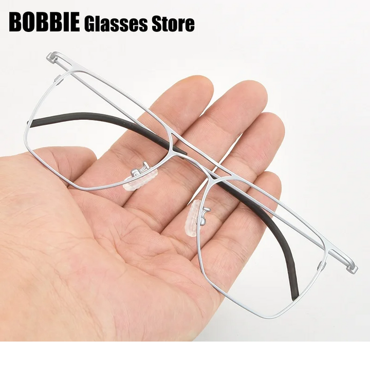 Bobbie Unisex Full Rim Square Double Bridge Titanium Eyeglasses 675502