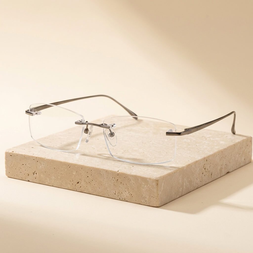 Chashma Ottica Women's Rimless Square Titanium Eyeglasses 63794 - Studio Cover