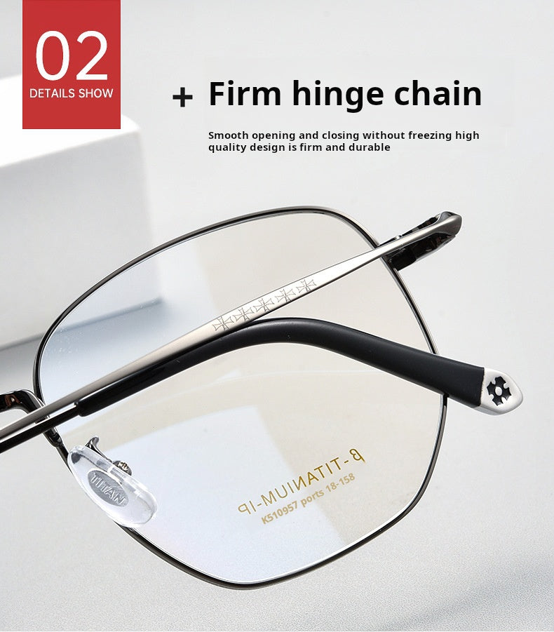 Momoja Unisex Full Rim Big Polygon Titanium Eyeglasses 75109 — view 2 | Momoja at FuzWeb