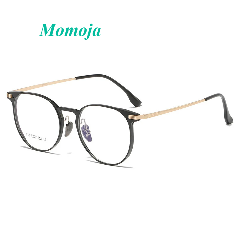 Momoja Women's Full Rim Round Titanium Acetate Eyeglasses 20250