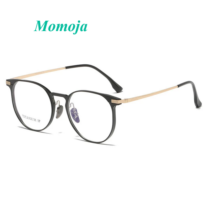 Momoja Women's Full Rim Round Titanium Acetate Eyeglasses 20250