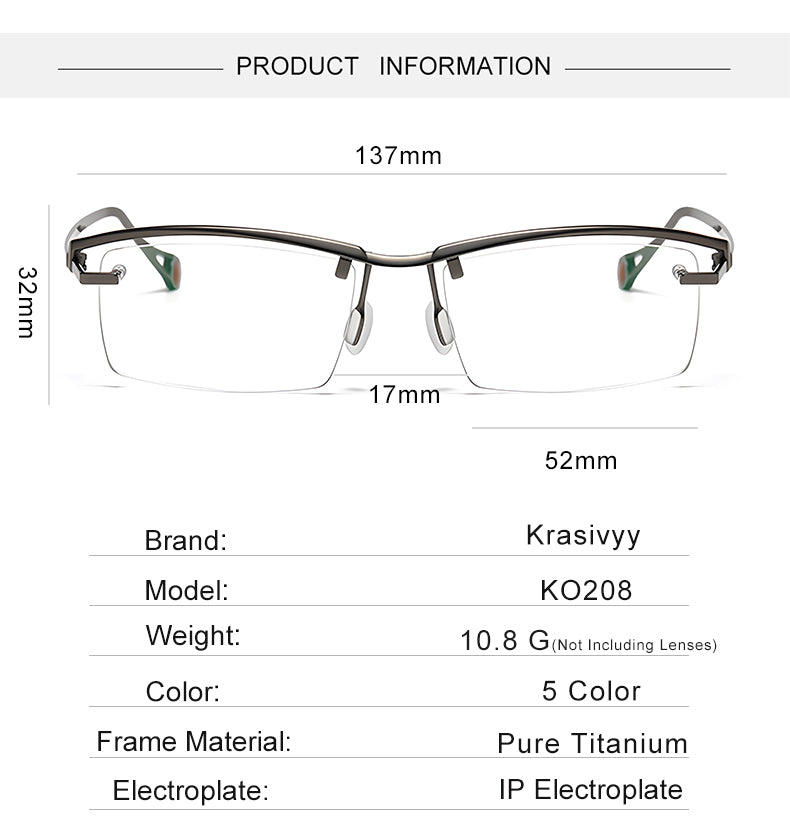 Krasivyy Womens Semi Rimless Square Titanium Eyeglasses 71208 — view 2 | Krasivyy at FuzWeb