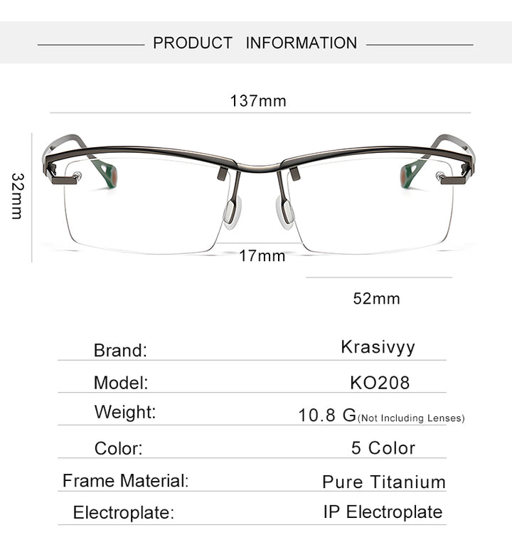 Krasivyy Womens Semi Rimless Square Titanium Eyeglasses 71208 — view 2 | Krasivyy at FuzWeb