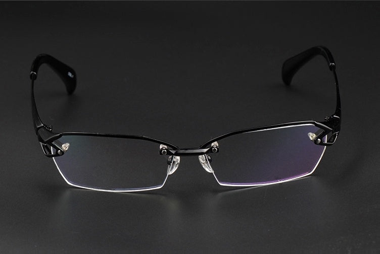 Chashma Ochki Unisex Semi Rimless Oval Titanium Eyeglasses 41143 — view 2 | Chashma Ochki at FuzWeb