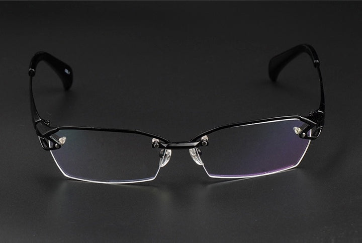 Chashma Ochki Unisex Semi Rimless Oval Titanium Eyeglasses 41143 — view 2 | Chashma Ochki at FuzWeb