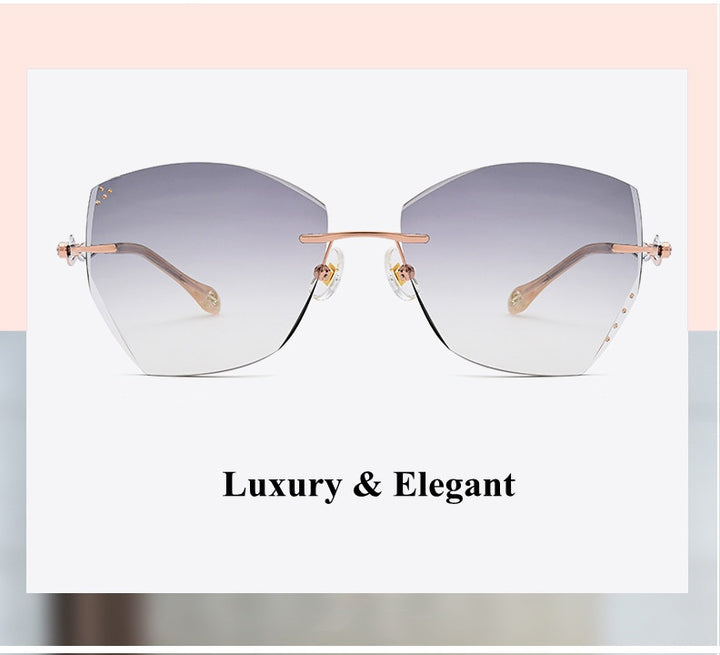 Chashma Womens Rimless Polygon Titanium Sunglasses 1750 — view 1 | Chashma at FuzWeb