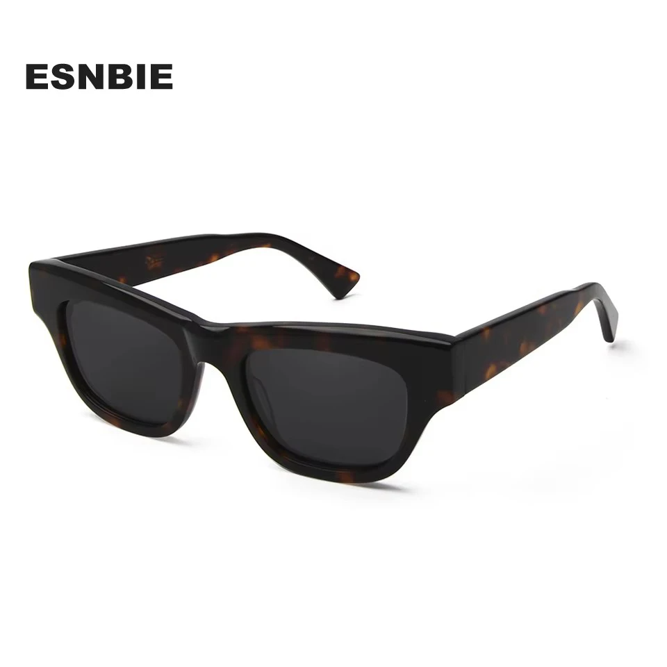 Esnbie Unisex Full Rim Square Brow Line Acetate Sunglasses 230321