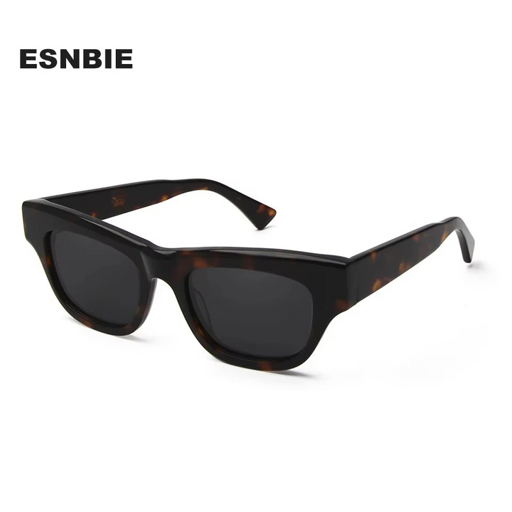 Esnbie Unisex Full Rim Square Brow Line Acetate Sunglasses 230321