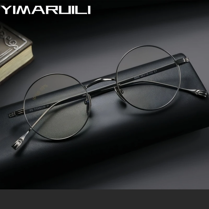 Yimaruili Women's Full Rim Round Titanium Alloy Eyeglasses 5555