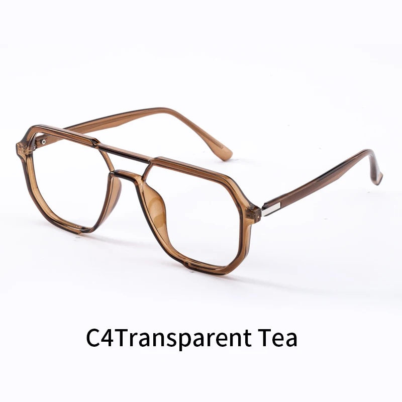 Xbora Unisex Full Rim Square Double Bridge Tr 90 Alloy Eyeglasses 7246.