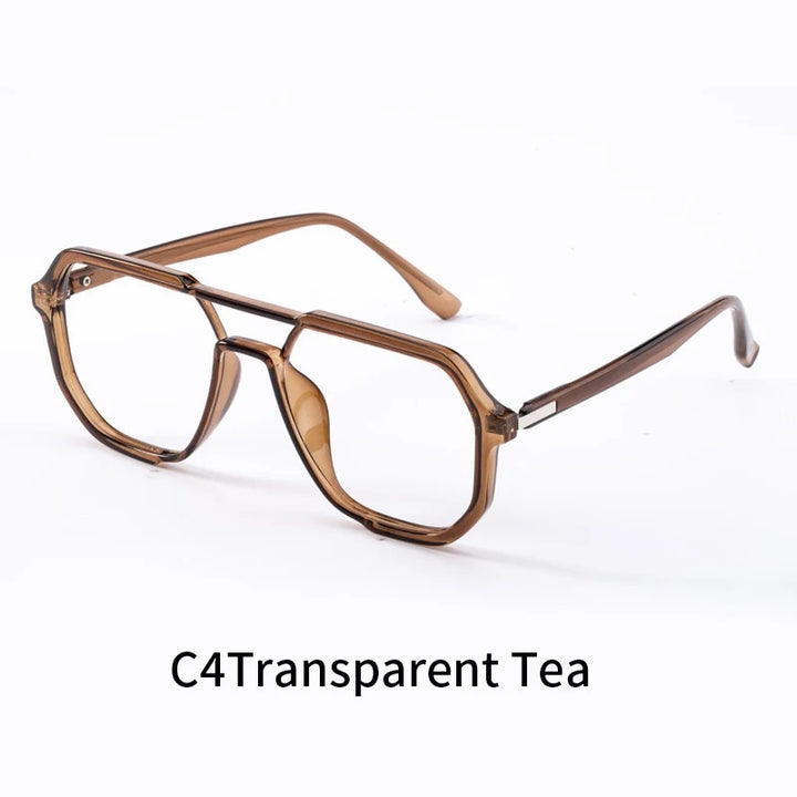 Xbora Unisex Full Rim Square Double Bridge Tr 90 Alloy Eyeglasses 7246.