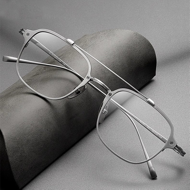 Chashma Mens Full Rim Square Double Bridge Titanium Eyeglasses 778431 — view 1 | Chashma at FuzWeb