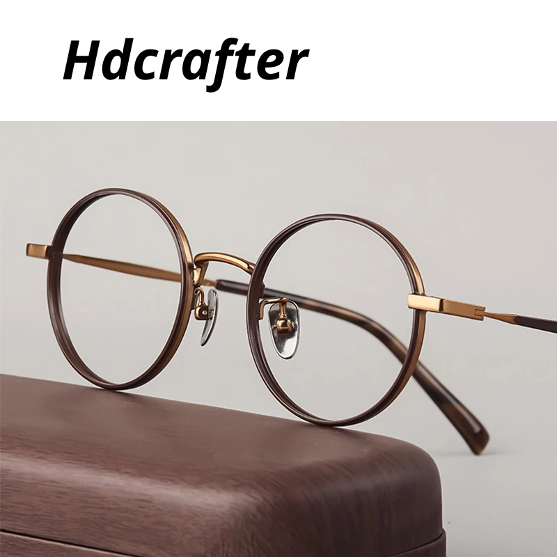 Hdcrafter Women's Full Rim Round Titanium Acetate Eyeglasses 698505