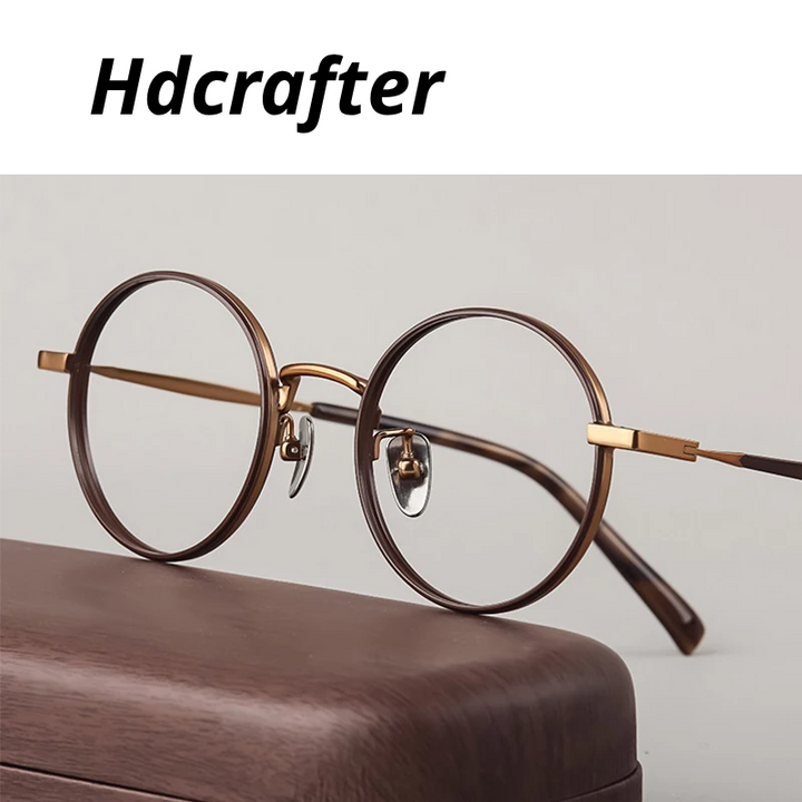 Hdcrafter Women's Full Rim Round Titanium Acetate Eyeglasses 698505