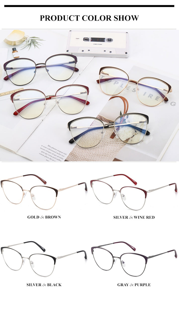 Chashma Womens Full Rim Oval Cat Eye Alloy Eyeglasses 310393 — view 3 | Chashma at FuzWeb